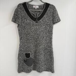Affinites Armand Thiery Sweater Tunic Womens Size T3 US 8 Gray Short Sleeve